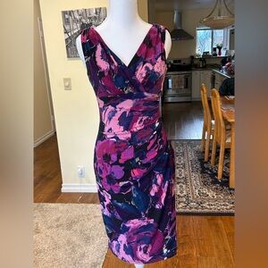 Lauren Ralph Lauren Pink and Purple Floral Midi Dress